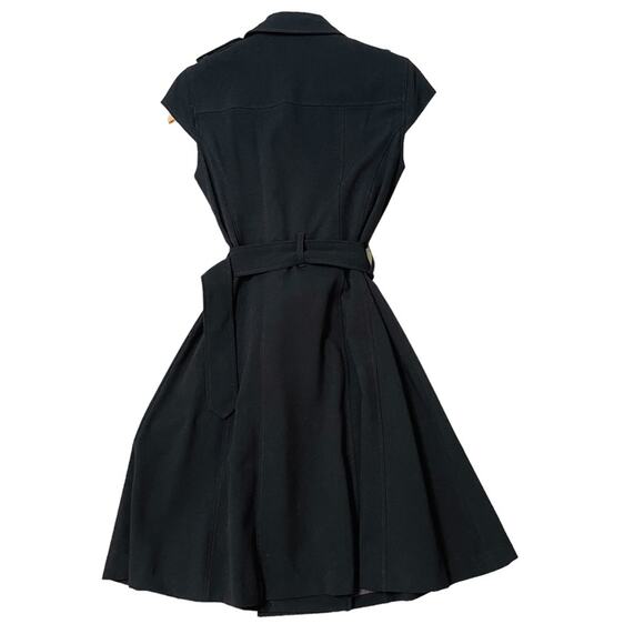 Calvin Klein Military Trench Double Breasted Black Dress Belted Size 6 - Picture 2 of 5